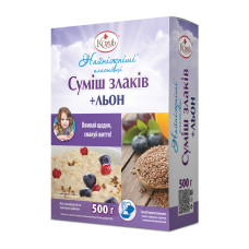 Пластівці суміш злаків Найніжніші* + льон миттєвого приготування Козуб продукт 500 г (4820094534863)